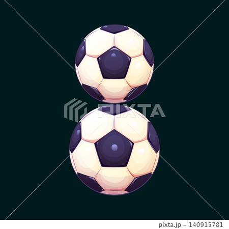 Cartoon soccer ball font typeface number 8 eight. Sport match typography digit, soccer game type vector numeral symbol. Ball game sport font figure or european football league typeface number 140915781