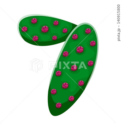 Cacti prickly plant, cactus font type cartoon number 7 seven. Desert plant leaf typography figure, Mexican succulent font vector numeral symbol. Cactus type digit or prickly cacti typeface number 140915800