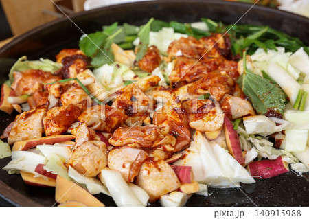 Raw Spicy Korean Chicken Stir Fry Dakgalbi with Vegetables Raw Spicy Korean Chicken Stir Fry Dakgalbi with Vegetables 140915988