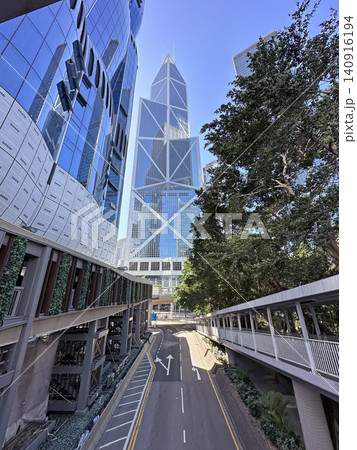 Hong Kong iconic tower rises above a modern cityscape and parks Hong Kong iconic tower rises above a modern cityscape and parks 140916194