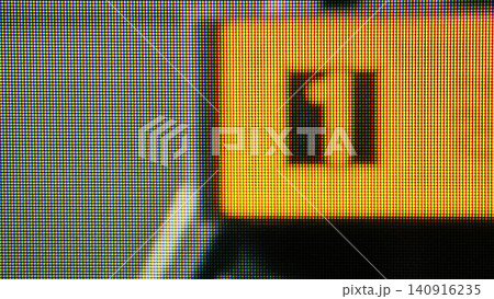 Display screen showing pixel grid and number Display screen showing pixel grid and number 140916235