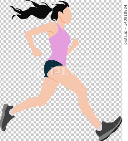 ランニングする女性のイラスト ランニングする女性のイラスト 140918884
