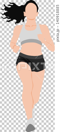 ランニングする女性のイラスト ランニングする女性のイラスト 140918885