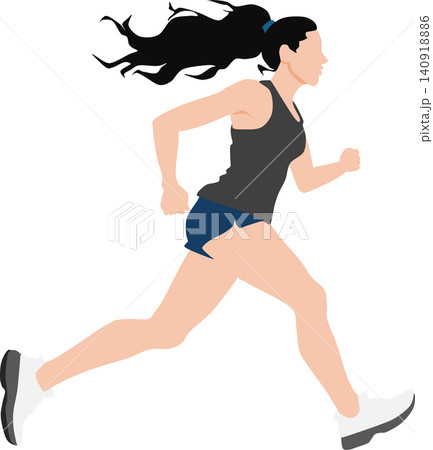 ランニングする女性のイラスト ランニングする女性のイラスト 140918886