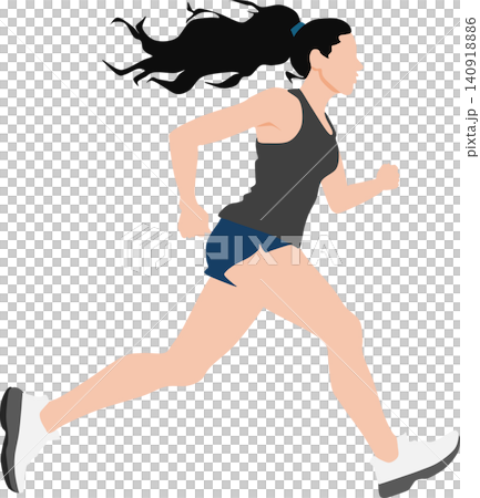 ランニングする女性のイラスト ランニングする女性のイラスト 140918886