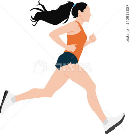 ランニングする女性のイラスト	 140918887