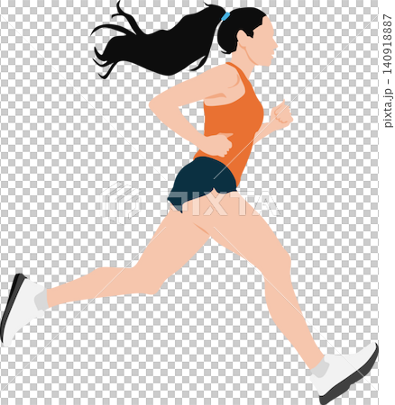 ランニングする女性のイラスト	 140918887