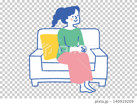 リビングでリラックスする女性_色 140919209