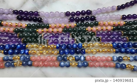 Colorful Natural Gemstone Bead Necklaces with Amethyst and Rose Quartz Colorful Natural Gemstone Bead Necklaces with Amethyst and Rose Quartz 140919681