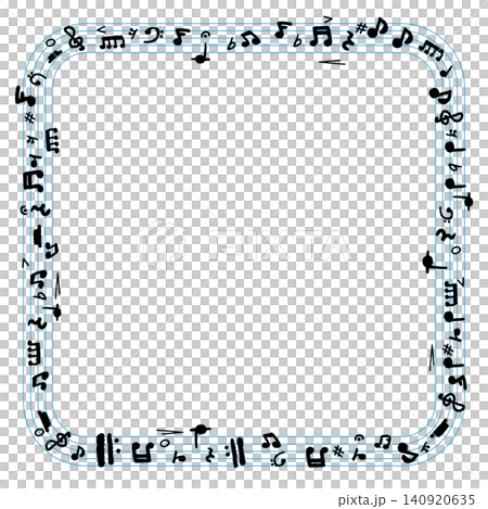 A frame enclosed by a staff. A musical score frame. Black musical notes. A frame enclosed by a staff. A musical score frame. Black musical notes. 140920635