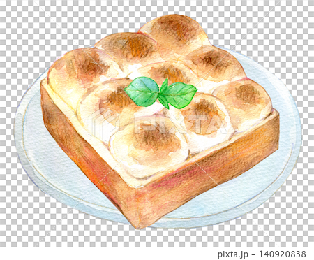 Watercolor illustration, hand-drawn illustration, s'mores toast, s'mores, marshmallows Watercolor illustration, hand-drawn illustration, s'mores toast, s'mores, marshmallows 140920838