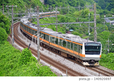 中央本線 高尾-相模湖 JR東日本 E233系0番台 H54編成(豊田) 中央本線 高尾-相模湖 JR東日本 E233系0番台 H54編成(豊田) 140920897