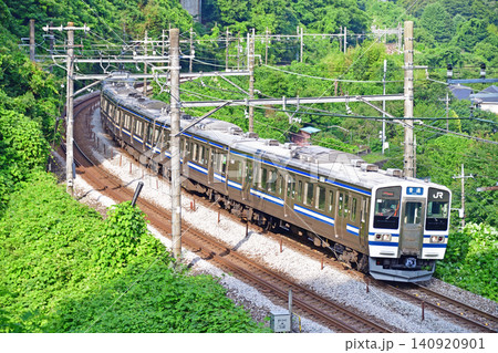 中央本線 高尾-相模湖 JR東日本 211系 N608編成(長野) 横須賀線色 スカ色 中央本線 高尾-相模湖 JR東日本 211系 N608編成(長野) 横須賀線色 スカ色 140920901
