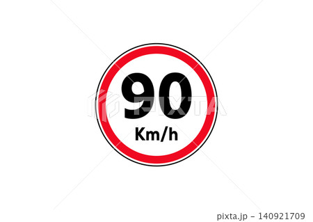 90 Kilometers Per Speed Limit Traffic Sign Illustration With Red Circle Border, Speed Limit Traffic Sign For Road Safety 90 Kilometers Per Speed Limit Traffic Sign Illustration With Red Circle Border, Speed Limit Traffic Sign For Road Safety 140921709