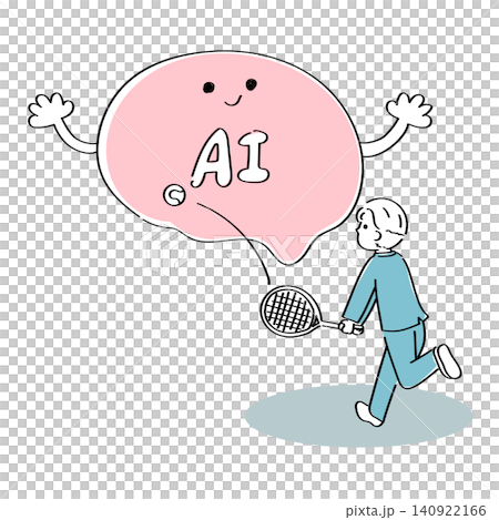 AIと壁打ちをするビジネスマン男性のかわいい手書きイラスト AIと壁打ちをするビジネスマン男性のかわいい手書きイラスト 140922166