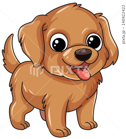 Cute Brown Puppy Cartoon Character Standing on White Background Cute Brown Puppy Cartoon Character Standing on White Background 140922422