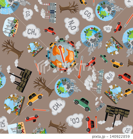 Climate Change Vector Pattern with Industrial Pollution and Global Warming Icons Climate Change Vector Pattern with Industrial Pollution and Global Warming Icons 140922859