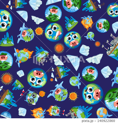 Cartoon Earth Characters Suffering from Global Warming and Environmental Pollution Cartoon Earth Characters Suffering from Global Warming and Environmental Pollution 140922860
