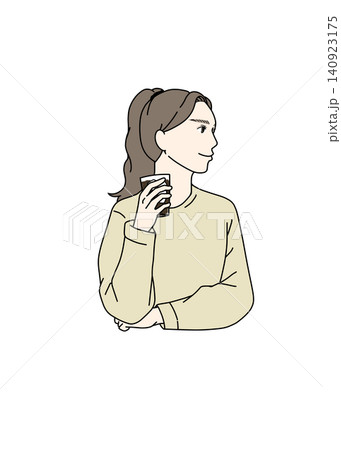 コーヒーを飲む女性のイラスト 140923175