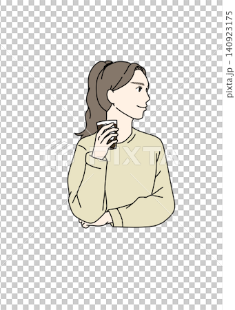 コーヒーを飲む女性のイラスト 140923175