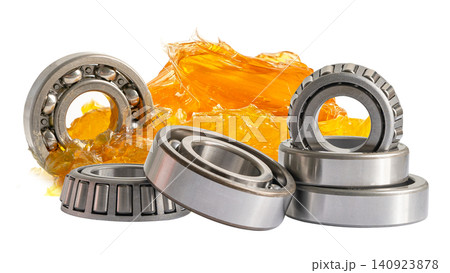 Ball bearing stainless with grease lithium machinery lubrication for automotive and industrial isolated on white background. Ball bearing stainless with grease lithium machinery lubrication for automotive and industrial isolated on white background. 140923878