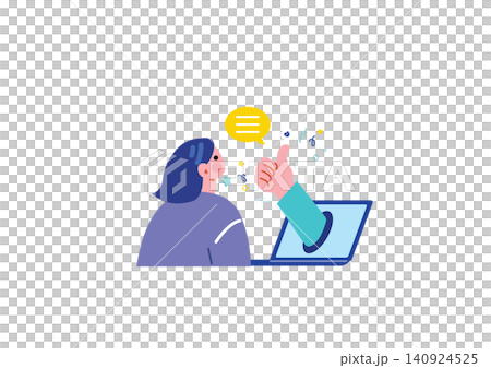 Illustration of a woman working remotely Illustration of a woman working remotely 140924525