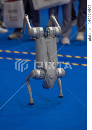 Futuristic quadruped robotic dog with smart sensors and optical camera, Concept for artificial intelligence development, automation, future technology, and innovative robotics. Futuristic quadruped robotic dog with smart sensors and optical camera, Concept for artificial intelligence development, automation, future technology, and innovative robotics. 140924902