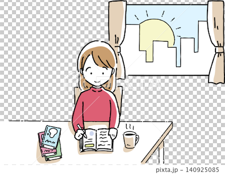 Morning activity: A woman journaling Morning activity: A woman journaling 140925085