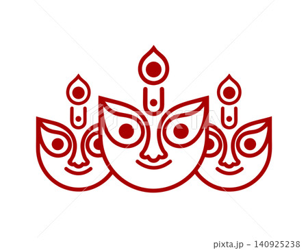 Traditional Durga Puja festival face lineart Traditional Durga Puja festival face lineart 140925238