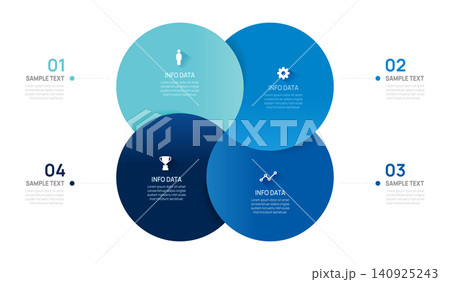 Venn diagram infographic chart template for business 4 parts options, presentation with venn diagram elements vector illustration. Venn diagram infographic chart template for business 4 parts options, presentation with venn diagram elements vector illustration. 140925243