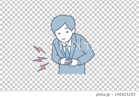 上班族因壓力過大而抱怨胃痛和腹痛。 上班族因壓力過大而抱怨胃痛和腹痛。 140925293