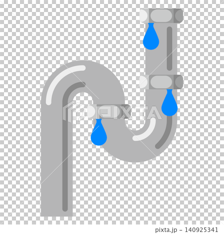 排水管の継ぎ目から水漏れ・浸水が発生しているトラブルのイラスト 排水管の継ぎ目から水漏れ・浸水が発生しているトラブルのイラスト 140925341