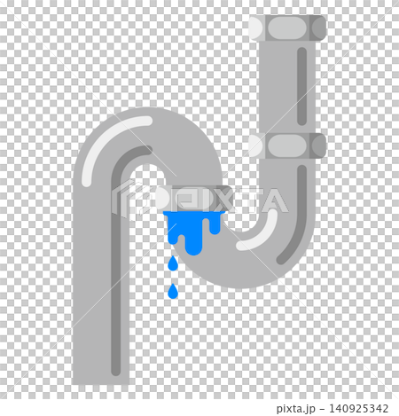 排水管の継ぎ目から水漏れ・浸水が発生しているトラブルのイラスト 排水管の継ぎ目から水漏れ・浸水が発生しているトラブルのイラスト 140925342