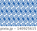 渦巻き　パターン　唐草模様　背景　青 140925615