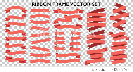 Usable red ribbon frame illustration set vector parts Usable red ribbon frame illustration set vector parts 140925769
