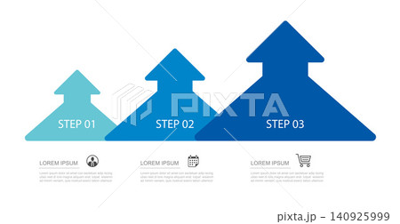 Business infographic template with three growing arrow steps success layout. Business infographic template with three growing arrow steps success layout. 140925999