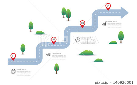 Infographic roadmap business timeline presentation journey success with 4 steps. 140926001
