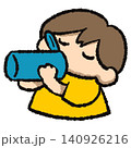 水筒で水分補給をする子どものイラスト 140926216