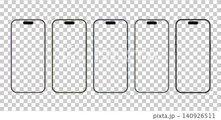2026 Latest 17 Smartphone Frame 5 Color Set: Mockup Frame for New Smartphones, Screen Transparent 140926511