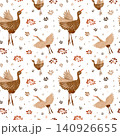 Hand drawn different plants and flowers, cute birds on white background 140926655