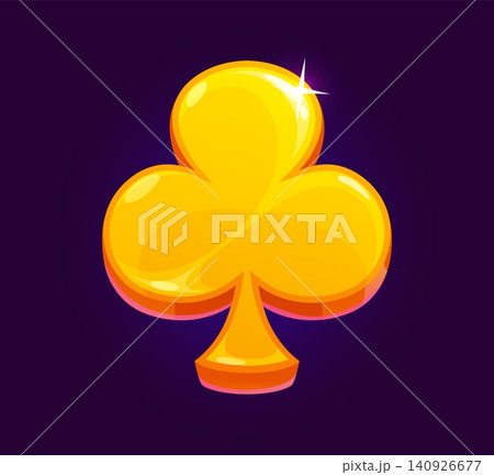 Golden clubs of card suit for game UI, casino poker or jackpot win icon for GUI cartoon element. Gamble game card suit golden clubs symbol of slot machine jackpot or arcade game level reward trophy Golden clubs of card suit for game UI, casino poker or jackpot win icon for GUI cartoon element. Gamble game card suit golden clubs symbol of slot machine jackpot or arcade game level reward trophy 140926677