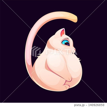 Cat font number type of cartoon kitten pet for English alphabet and animals typeface. Cat font number 6 six of cute funny kitten with long tail or lovely kitty for kids pet mascot typography 140926850