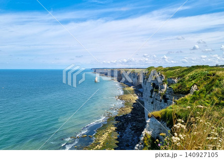 Coastal Serenity Along Cliffs Under Blue Sky Perfect for Nature and Travel Designs Coastal Serenity Along Cliffs Under Blue Sky Perfect for Nature and Travel Designs 140927105