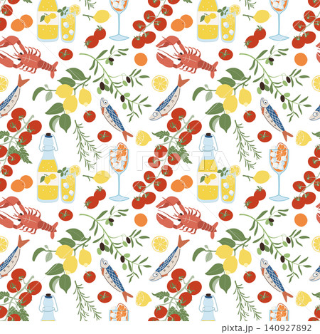 Amalfi Mediterranean Seafood and Citrus Pattern Amalfi Mediterranean Seafood and Citrus Pattern 140927892