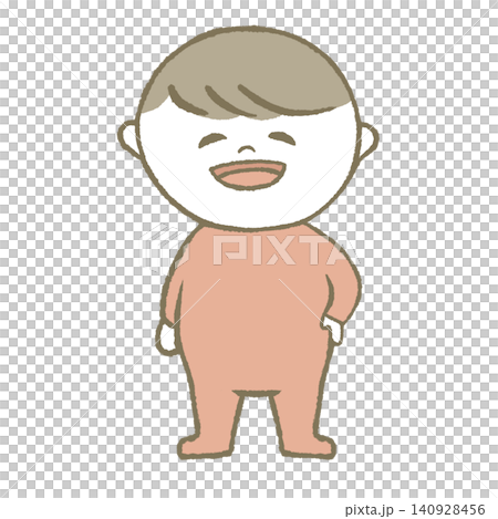 ポーズを決める赤ちゃん　ピンク 140928456