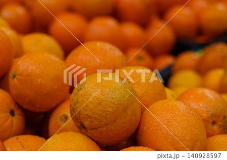 Oranges on Market Counter Close Up Background Texture 140928597