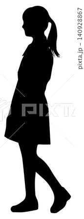 歩く10代の女性_横黒_透過 歩く10代の女性_横黒_透過 140928867