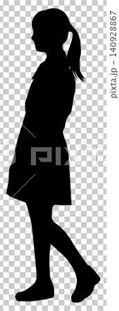 歩く10代の女性_横黒_透過 歩く10代の女性_横黒_透過 140928867