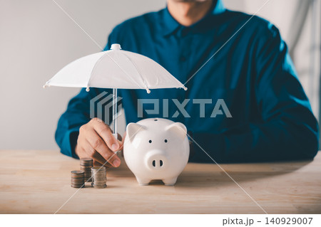 finance insurance concept to protect piggy bank money risk umbrella collage, person holding white parasol over coin stacks for safety and financial security against unexpected loss finance insurance concept to protect piggy bank money risk umbrella collage, person holding white parasol over coin stacks for safety and financial security against unexpected loss 140929007