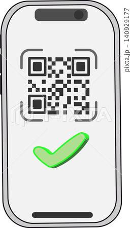 QRコード決済成功を表すスマートフォンアイコン 140929177